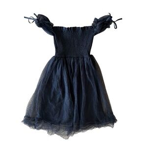 EAT ME Black Tulle Off The Shoulder Lined Knee Length Dress Size Small Women’s